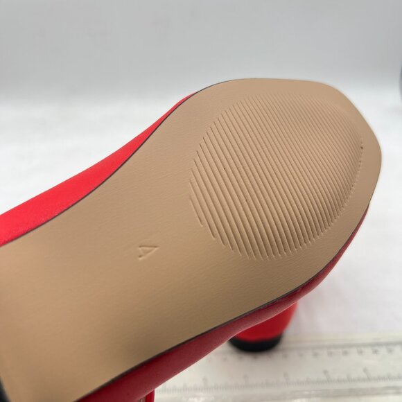 FYS Red Square Toe Mary Jane Pumps Flats Ballets Buckled Dress Daily Shoes - Picture 6 of 8